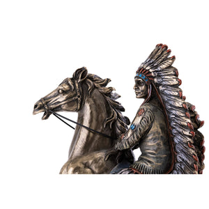 Cold Cast Bronze Chief Sitting Bull on Horseback Statue