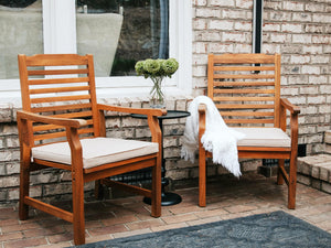 Acacia Wood Outdoor Dining Chairs with Cushions