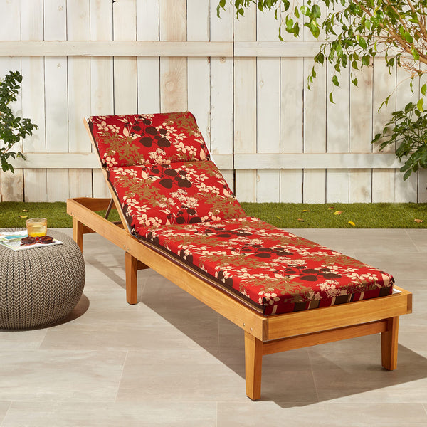 Reversible Floral Stripe Chaise Lounge Cushion – Indoor Outdoor, Weather & Fade Resistant