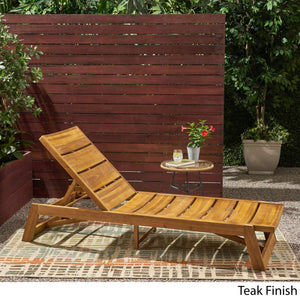 Acacia Wood Adjustable Outdoor Chaise Lounge