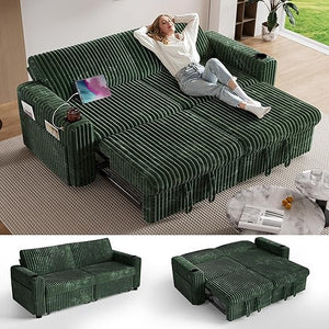 L-Shaped Sectional Sleeper Sofa Bed with Pull-Out Bed