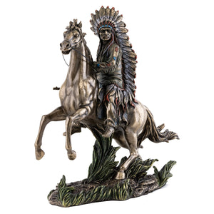 Cold Cast Bronze Chief Sitting Bull on Horseback Statue