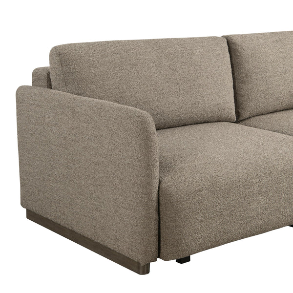 Convertible Sleeper Sofa Queen Size – Boucle Fabric, Wood Legs