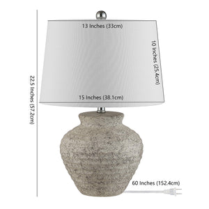 Rustic Farmhouse Ceramic Table Lamp with Drum Shade
