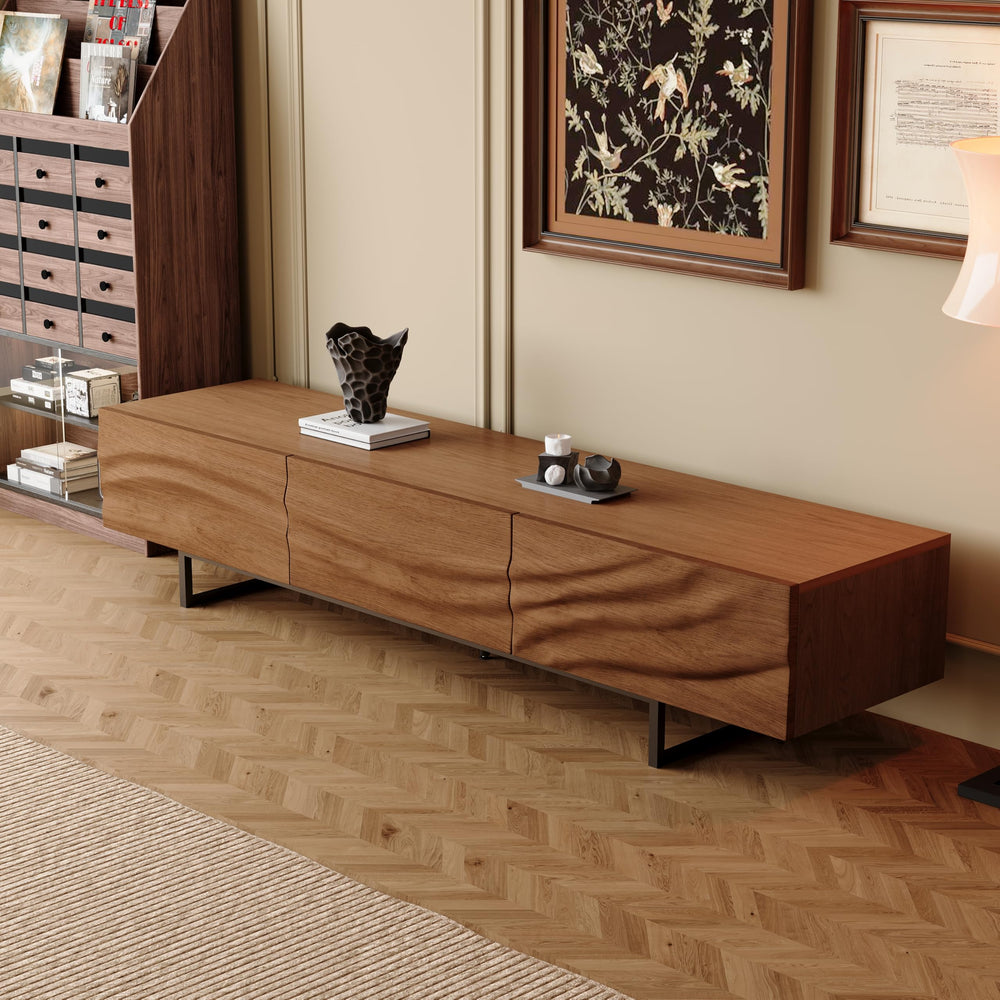 Mid-Century Modern TV Stand for 70-100 Inch TVs with Storage