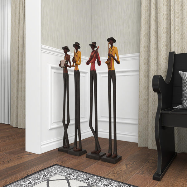 Jazz Band Musician Figurines Set of 4 – Polystone Decorative Statues