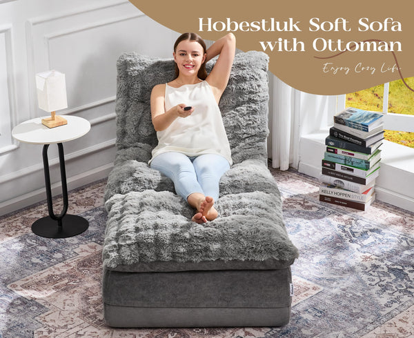 Floor Sofa Couch with Ottoman & Footrest