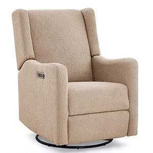 Power Recliner Swivel Glider with USB Charging – Stain-Resistant Fabric