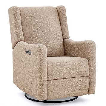 Power Recliner Swivel Glider with USB Charging – Stain-Resistant Fabric