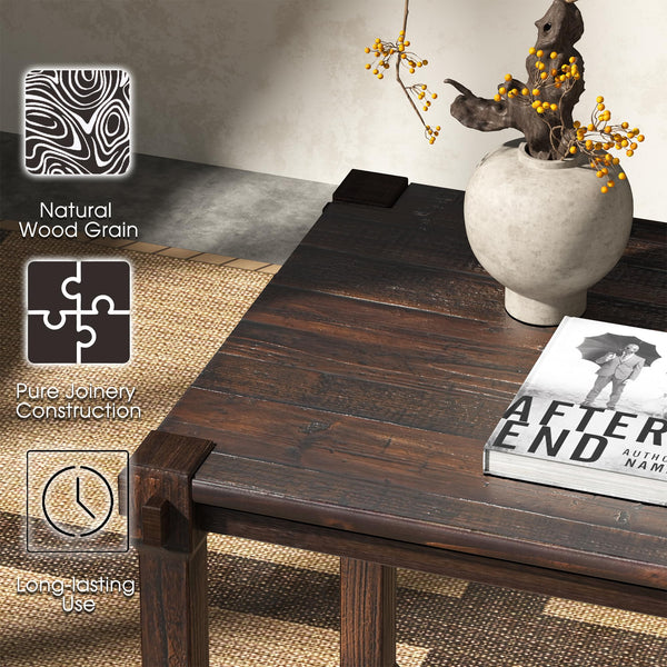 Vintage Solid Wood Side Table with Mortise & Tenon Construction