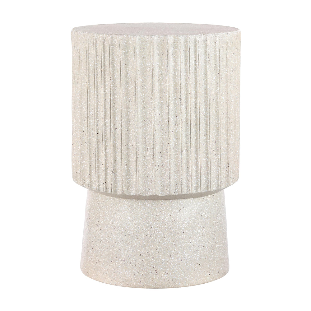 Round Tambour Accent Table – Terrazzo Finish