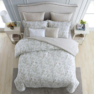 Queen Comforter Set – Cotton Reversible Bedding with Shams & Throw Pillows