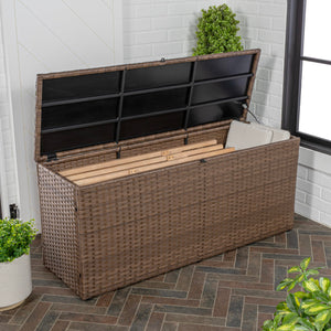 Outdoor Wicker Storage Trunk with Lockable Lid