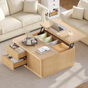 Lift Top Coffee Table with Storage, 39.4" Square, Farmhouse Style
