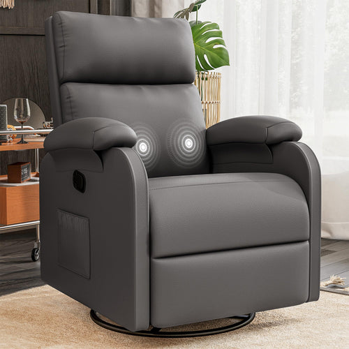 Swivel Rocking Recliner Chair with Massage & Adjustable Footrest