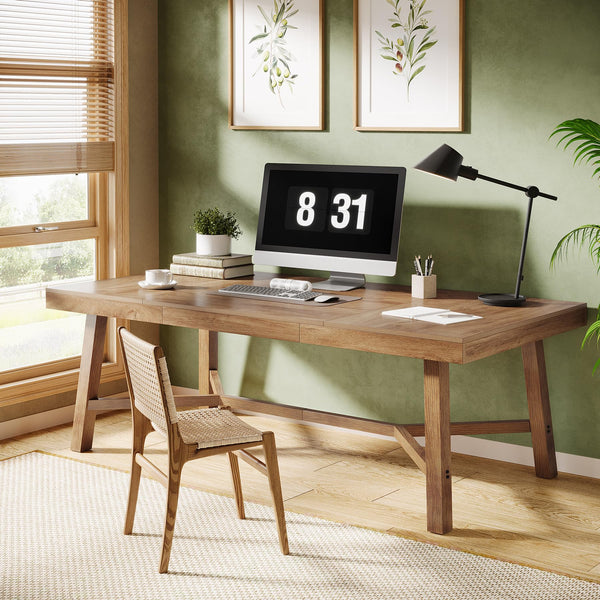 71-Inch Farmhouse Executive Desk with Metal Legs