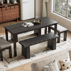47-Inch Wooden Entryway Bench with Wavy Edge Design