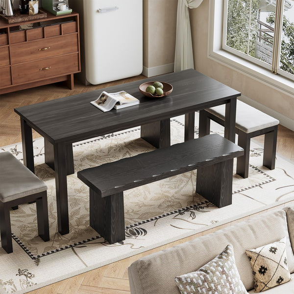 47-Inch Wooden Entryway Bench with Wavy Edge Design