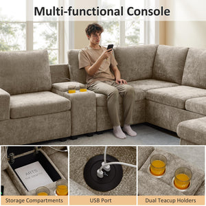 Modular Sectional Sofa with Pull-Out Bed & Storage