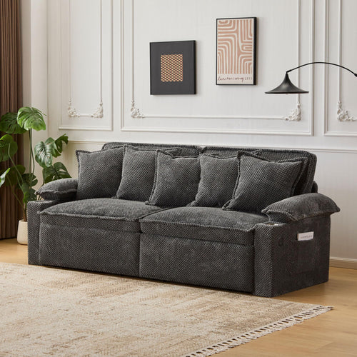 King Size Pull Out Sofa Bed – 3-in-1 Convertible Sleeper with USB & Storage