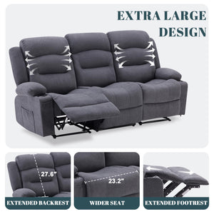 3-Seater Recliner Sofa with Heat, Massage & USB Port