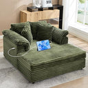 Oversized Chaise Lounge Chair with USB Port & Throw Pillows