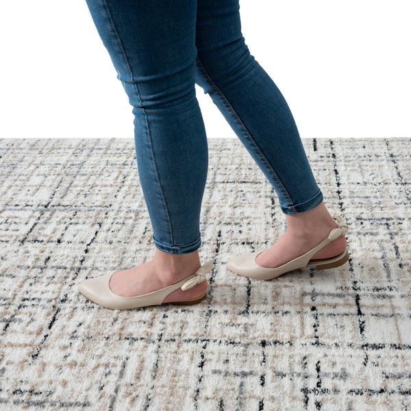 Modern Geometric Beige Area Rug – Floral Pattern