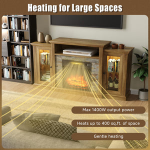 Fireplace TV Stand with LED Lights & Electric Fireplace Insert
