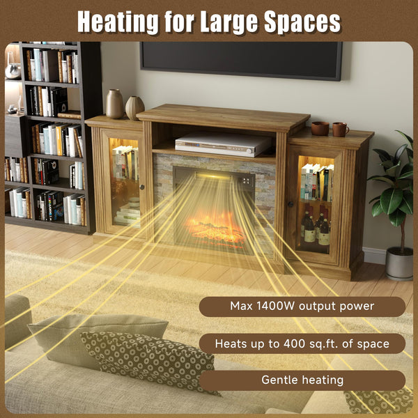 Fireplace TV Stand with LED Lights & Electric Fireplace Insert