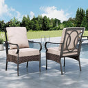 PE Rattan Patio Dining Chairs with Cushions & Metal Frame