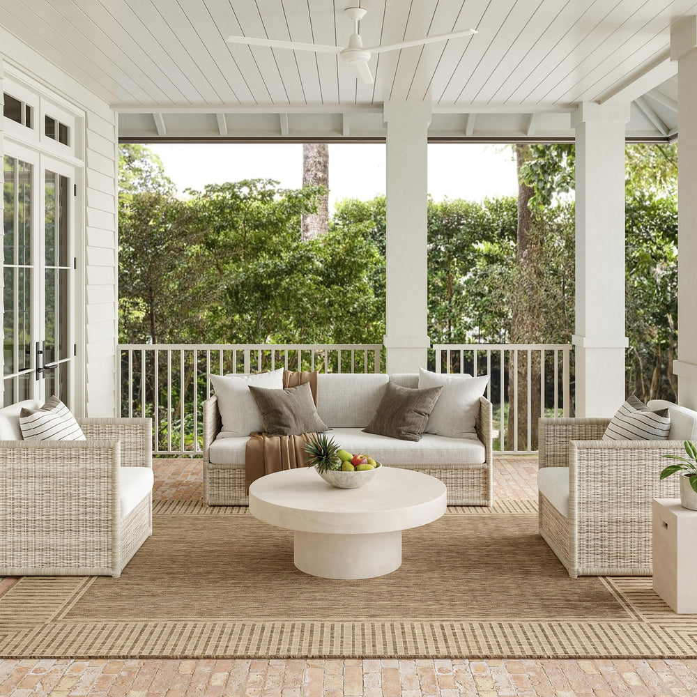 8x10 Indoor Outdoor Area Rug – Bordered Light Brown