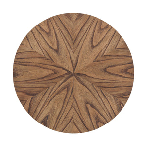 Round Wood End Table with Lower Shelf – Mid-Century Modern, Nutmeg Brown