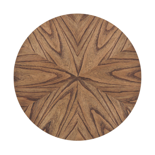 Round Wood End Table with Lower Shelf – Mid-Century Modern, Nutmeg Brown
