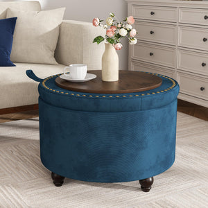 24-Inch Round Tufted Storage Ottoman