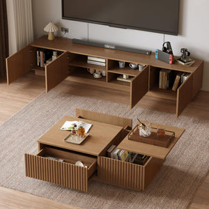 86.61" TV Stand & Lift-Top Coffee Table Set – Brown