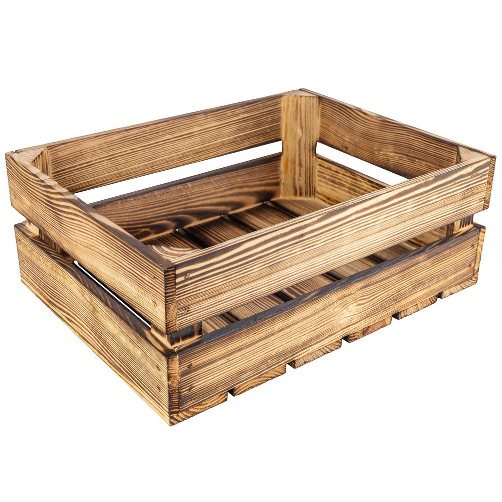 Large Wooden Flamed Storage Box with Lid