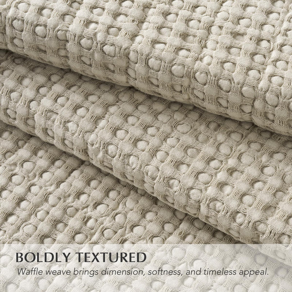 Stonewashed Cotton Waffle Quilt Set with Pillow Shams