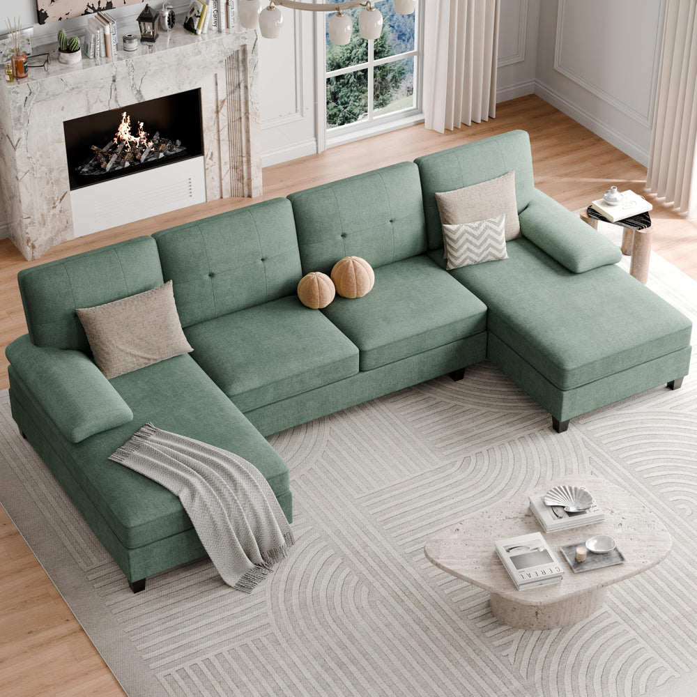 U-Shaped Sectional Sofa with Double Chaise Lounges