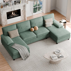 U-Shaped Sectional Sofa with Double Chaise Lounges