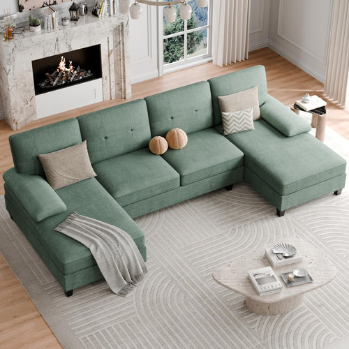 U-Shaped Sectional Sofa with Double Chaise Lounges