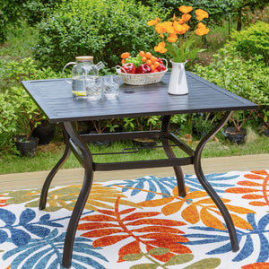 Square Metal Outdoor Dining Table with Umbrella Hole, 37" – Seats 4