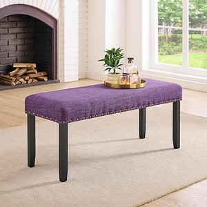 Fabric Dining Bench with Nailhead Trim