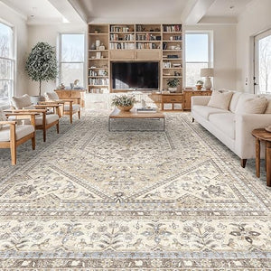12x15 Washable Oriental Area Rug – Low Pile, Non-Slip, Stain Resistant