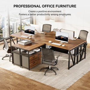 L-Shaped Executive Desk with Lateral File Cabinet