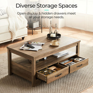 3-Piece Farmhouse Coffee Table & End Table Set with Charging Station