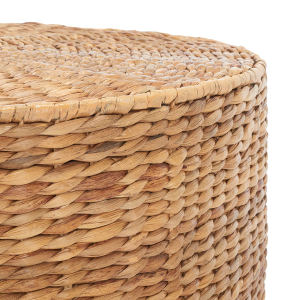 Round Wicker Coffee Table with Iron Legs