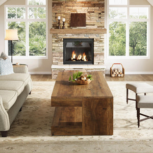 2-Tier Farmhouse Coffee Table with Storage, 47.24"
