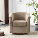 Velvet Swivel Barrel Accent Chair with Wood Frame