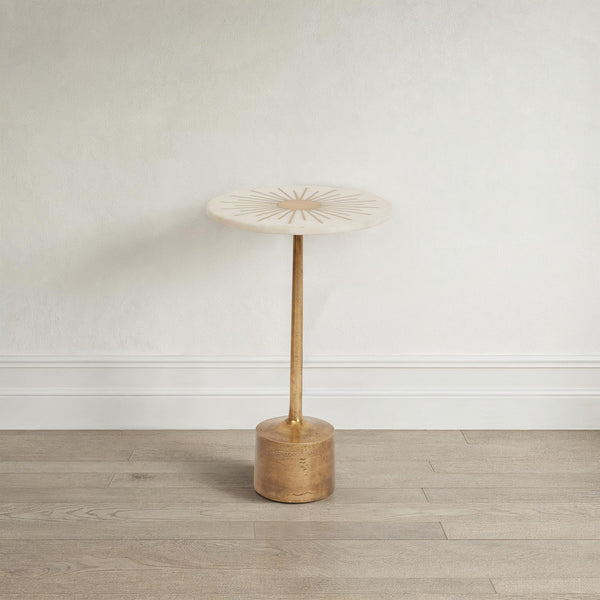 Aluminum & Marble Martini Side Table