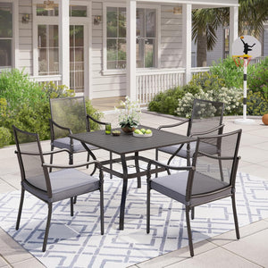 Outdoor Patio Dining Set with Textilene Chairs & Rectangular Table